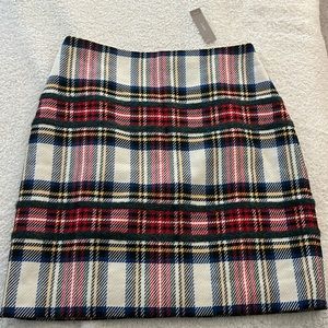 NWT J. Crew Cream Holiday Tartan Plaid Skirt Size 10 Tall